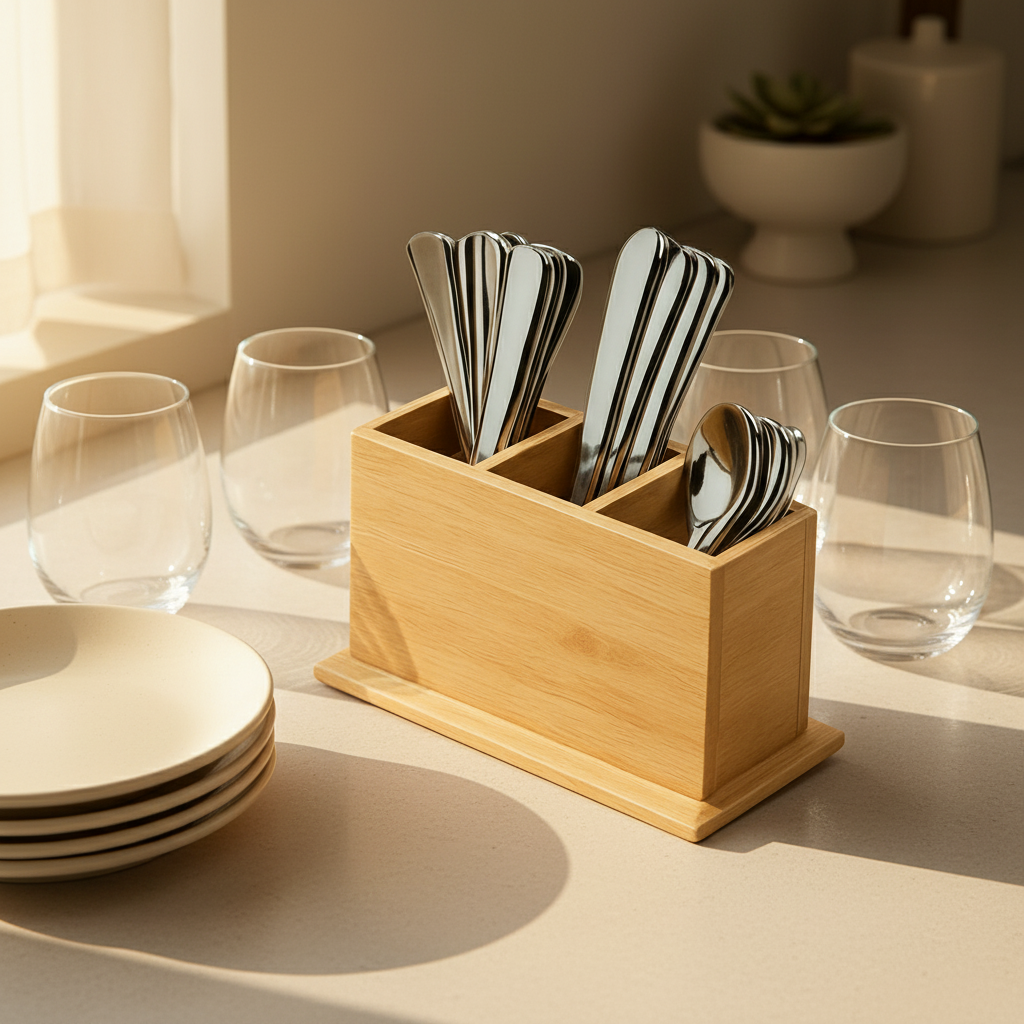 Wooden Cutlery Organizer