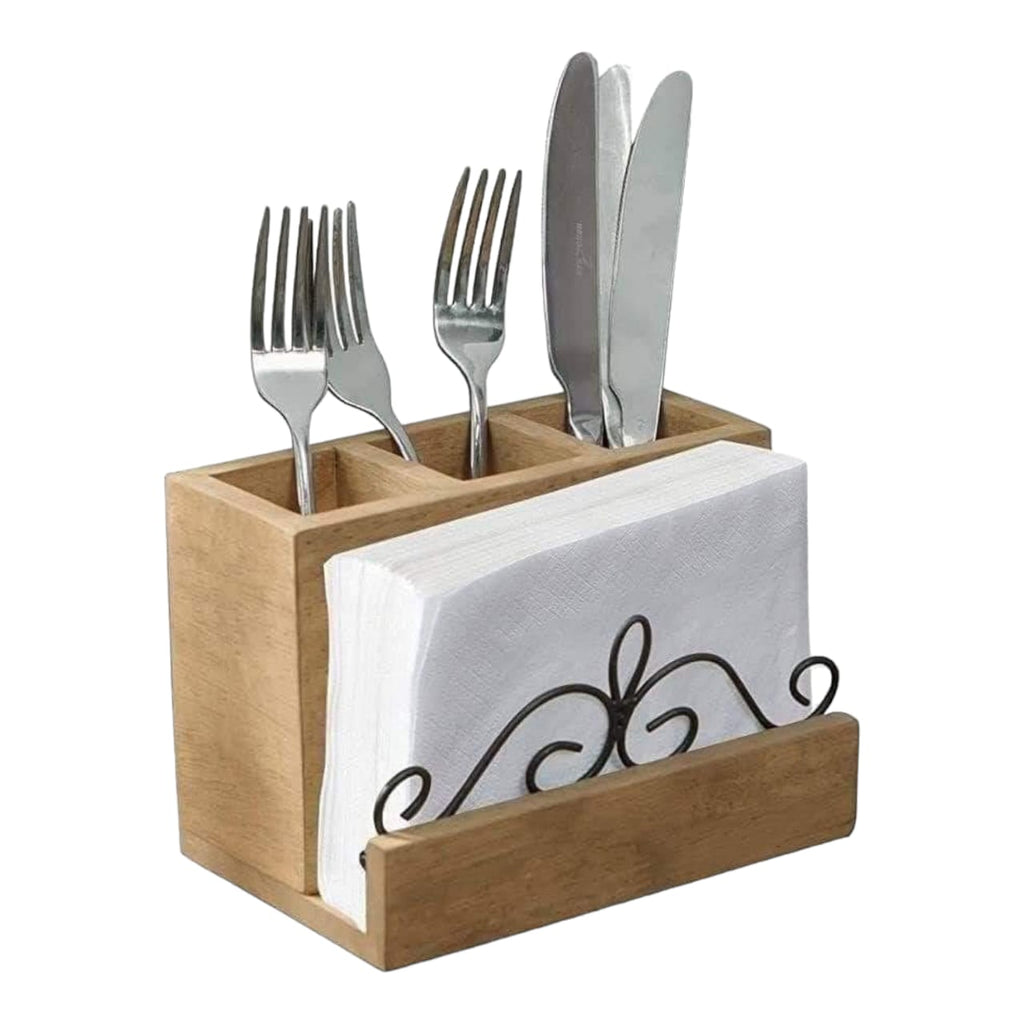 Wooden Cutlery & Tissue Organizer